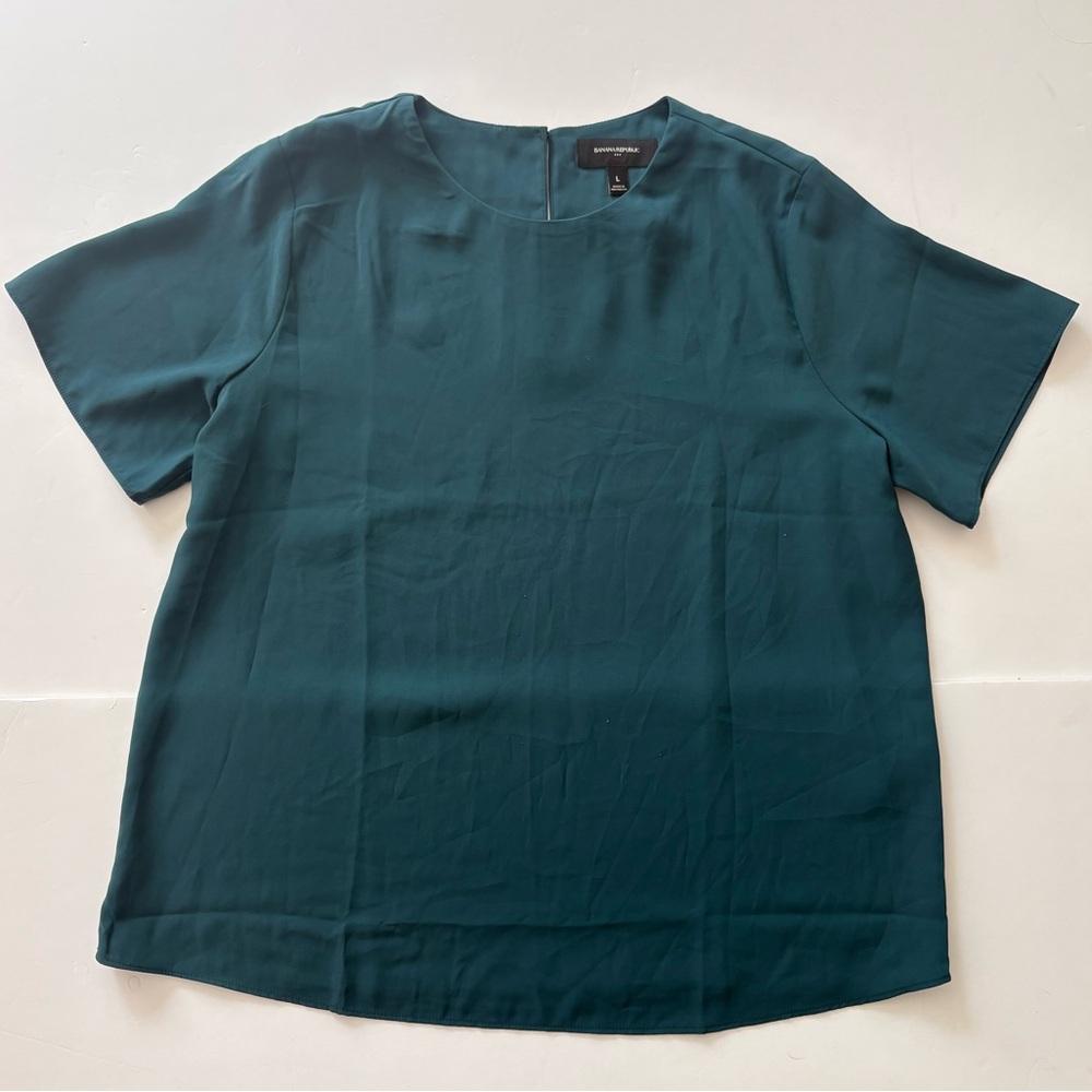 Banana Republic Teal Short Sleeve Blouse Top Large